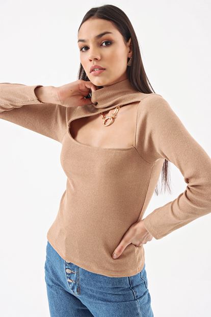 Other Breast Collar Blouse Beige Detail